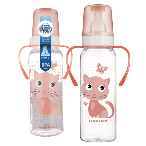 CANPOL BABIES ÚZKÁ LAHEV S UCHY 250ml ROZTOMILÁ ZVÍŘÁTKA +12m