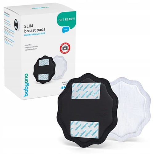 BABYONO PŘIPRAVIT PODLOŽKY NA KOJENÍ SLIM ČERNÉ 24 KUSŮ ULTRA TENKÉ ABSORBČNÍ