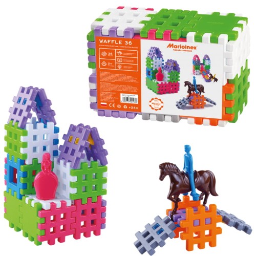 MARIOINEX TOVÁRNA NA HRAČKY WAFFLE 36 STAVEBNÍ KOSTKY 36 KS 2+ - 01939