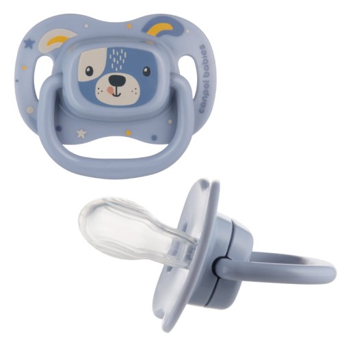 Canpol Babies Symetrická silikonová savička 0-6 m CUTE ANIMALS Modrá