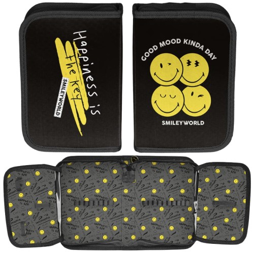 Pásový penál jednokomorový bez vybavení se klapkami Smiley World Good Mood Kinda Day