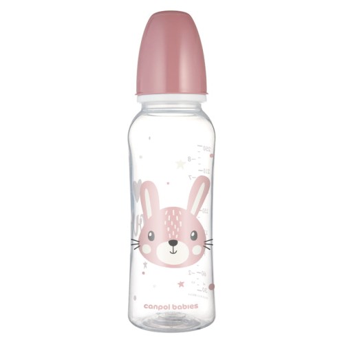 Canpol Babies Úzká láhev 250ml Roztomilá zvířata 12m+ Králíček