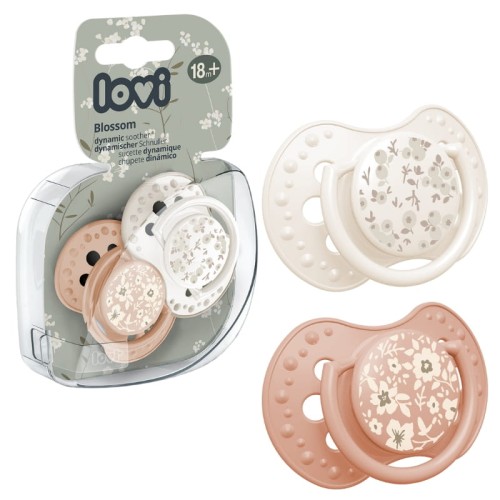 LOVI Dynamický silikonový uklidňující dudlík Blossom Ivory 18m+ 2 ks.