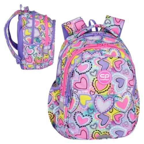 Coolpack Jerry Školní Batoh Mládežnický Pastelové Srdce 3-komorový