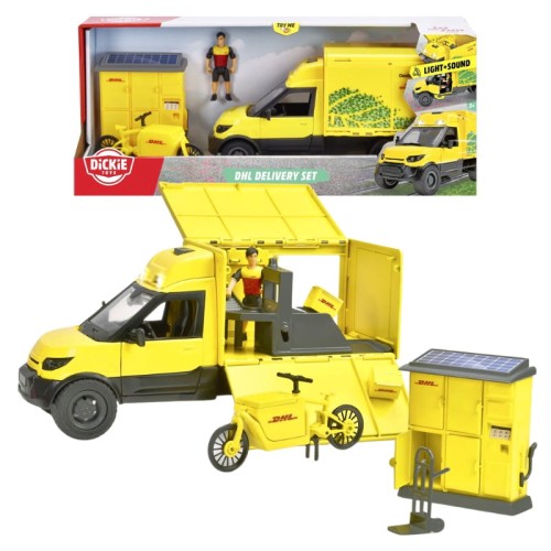 Dickie Toys Město Sada S Vozidlem DHL Kurýrské Vozidlo 25 cm