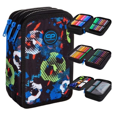 Coolpack Jumper 3 Piórnik Z Wyposażeniem Trzykomorowy Football Blue