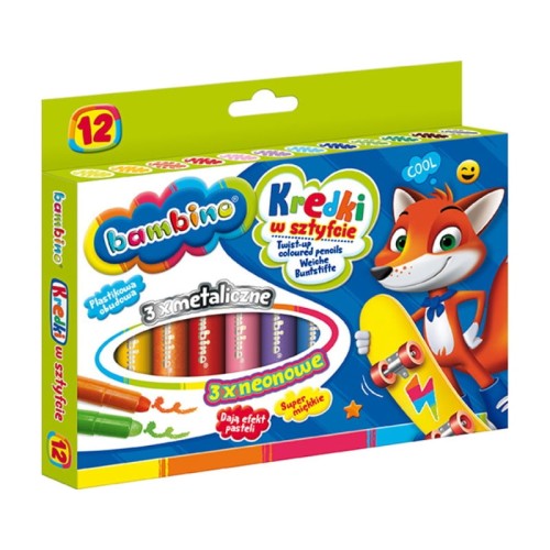 Bambino Kreslicí pastely 12 barev metalické neonové