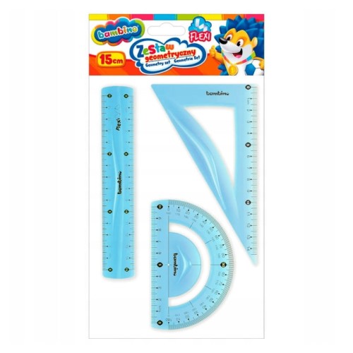 Bambino Školní geometrická sada Flexi do školy 3 díly. Pravítko 15 cm, úhloměr