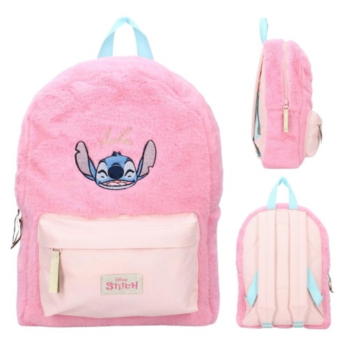 Vadobag Malý Školní Batoh na Výlet Dětský Huňatý Měkký Stitch Růžový So Charming