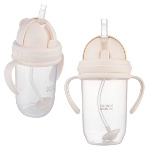 Canpol Babies Hrnek Nekopec Hrneček S Trubičkou A Závažím Krémový 270ml 6m+