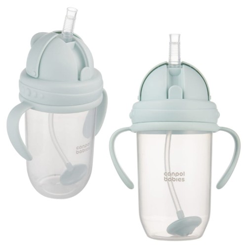 Canpol Babies Hrnek Nekočící Hrneček S Trubičkou A Závažím Zelený 270ml 6m+