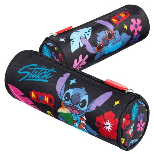 St. Majewski Školní Penál Trubice Jednokomorový Pouzdro Na Školní Potřeby Stitch Black Aloha