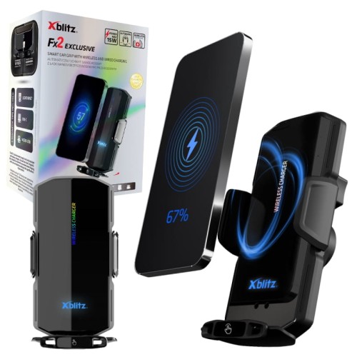 Xblitz Automatická autoholda s bezdrátovým a drátovým nabíjením FX2 Exclusive