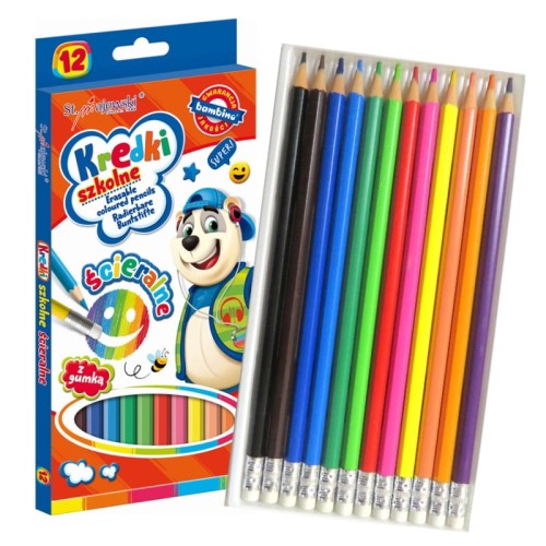 Bambino školní pastelky s gumou, 12 barev