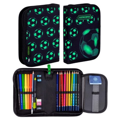 Astra Jednopolicový Školní Pencil Case s Výbavou Etui s Učebními Pomůckami Neo Football