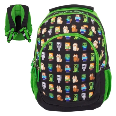 Astra Školní Batoh Mládežnický Velký Tříkomorový Minecraft Více Postav