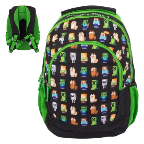 Astra Školní Batoh Mládežnický Velký Tříkomorový Minecraft Více Postav