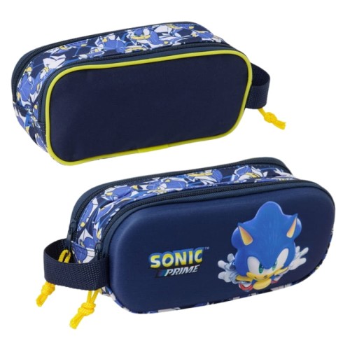 Pencil Case School Pouch Tube Double Chamber Sonic "City"