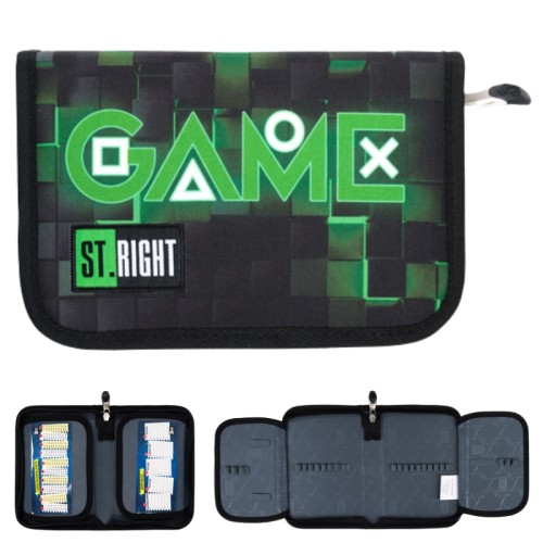 St. Right Školní penál dvoukapsový pouzdro na školní potřeby Green Game