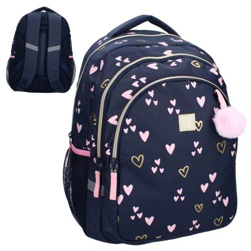 Vadobag školní batoh dvoukomorový srdíčka Milky Kiss Kiss Heart Of Gold