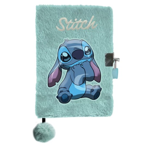 Plyšový deník s zámkem mátového Stitch
