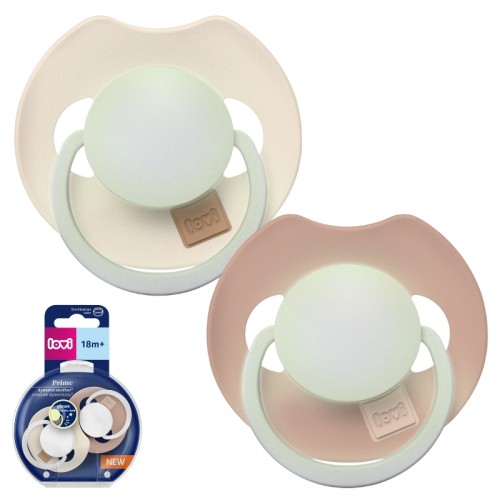 Lovi Slinták Silikonový Dynamický Svítící Ve Tmě Prime 18m+ 2ks. Blush/Ivory