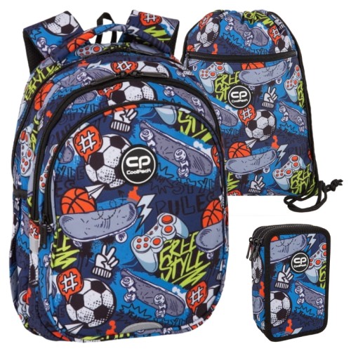 Coolpack Školní Sada Batoh Tříkomorový Jerry Penál Jumper 3 Tříkomorový S Vybavením Taška Na Obuv Vert Hobby