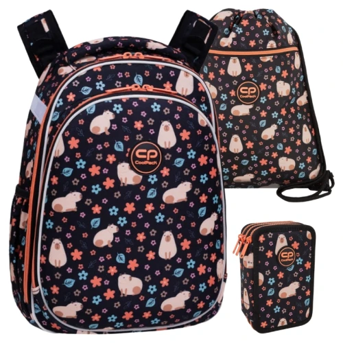 Coolpack Školní Souprava Dvokomorový Batoh Turtle Pera Jumper 3 Trojkomorový Se Zásobou Taška Na Boty Footwear Vert Capybara