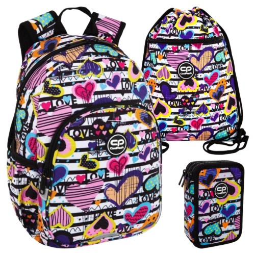 Coolpack Set Školní Batoh Toby Malý Penál Jumper 3 Trojitý Tříkomorový Se Zabezpečením Taška Na Boty Obuv Vert Diary