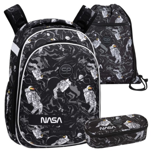 Coolpack Školní Sada Batoh Dvokomorový Pevný Turtle + Peračník Jednokomorový S Klapkou Campus Taška + Vak Na Obuv Vert Astronaut