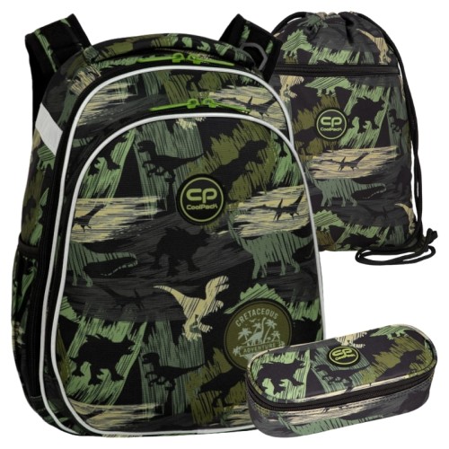 Coolpack Školní Sada Batoh Dvoupodlažní Pevný Turtle + Penál Jednopodlažní S Klapkou Campus Taška + Svačinový Sáček Vert Adventure Park
