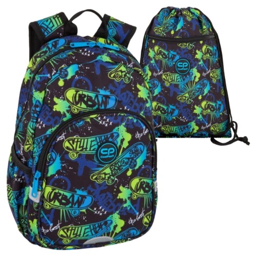 Coolpack Sada Předškolní Školní Batoh Toby Malý Sáček Na Boty Obuv Vert Skate Night