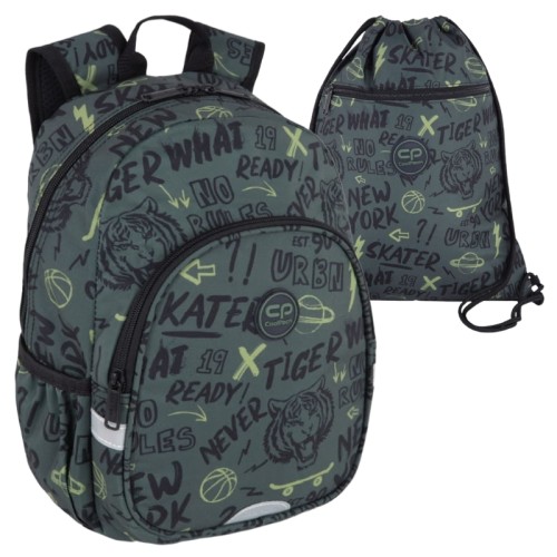 Coolpack Dětská školní sada Batoh Toby Malý pytel na obuv Vert Tiger