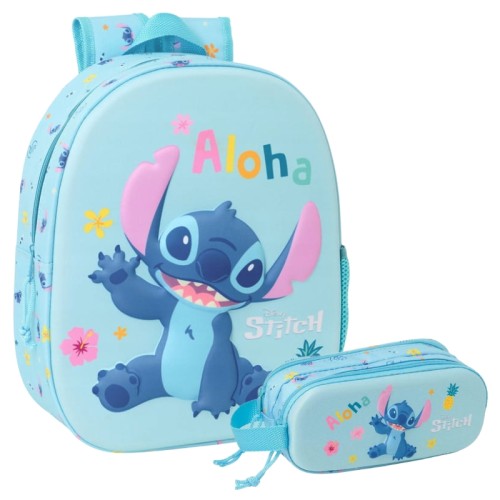 Sada Safta Dětský Batoh 3D + Dvoukomorová 3D Pencil Case Bez Vybavení Stitch