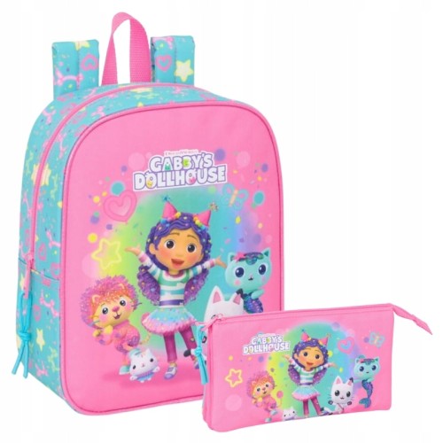 Sada Safta Batoh Malý Dětský + Třípatrový Pencil Case Bez Výbavy Kočičí Dům Gabi