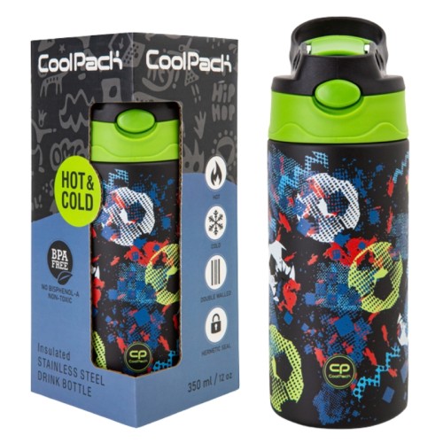 Coolpack Bono Termo láhev s brčkem a úchopem Fotbal 350 ml
