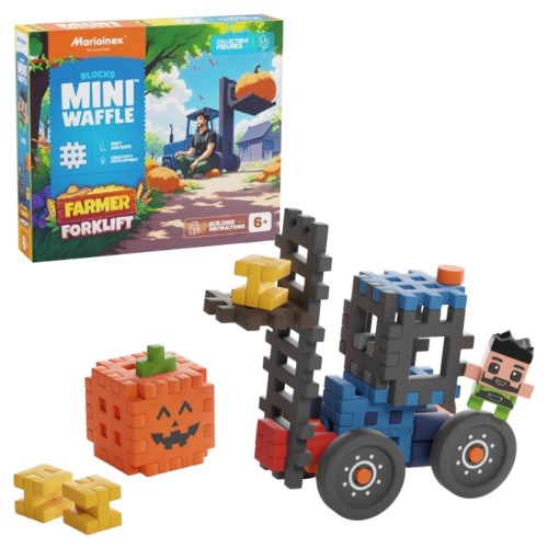 Marioinex Mini Vaflové Stavební Kostičky Farmář Vysokozdvižný Vozík 50 Elementů
