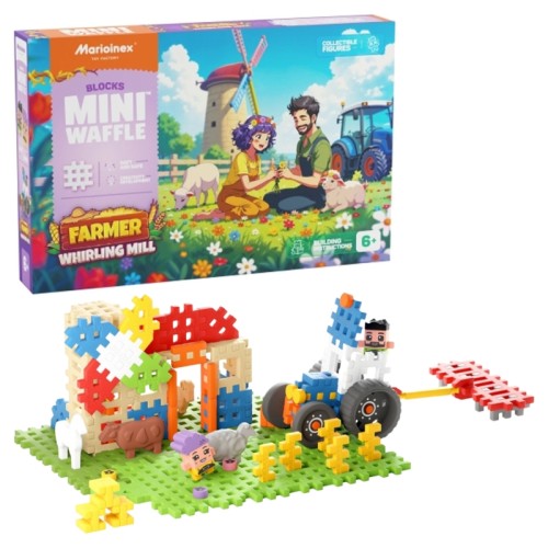 Marioinex Mini Vaflové Kostičky Stavebnice Farmář Závitový Mlýn 100 Elementů