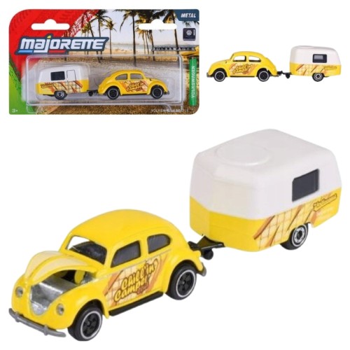 Majorette sběratelský automobil Volkswagen Beetle s přívěsem žlutý