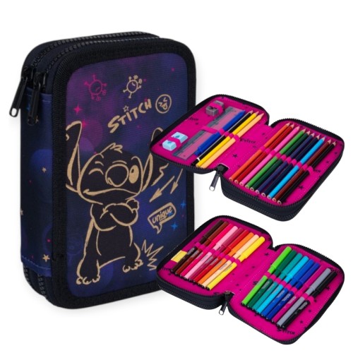 Disney Gold Stitch Jumper 2 Dvoupatrový penál s vybavením