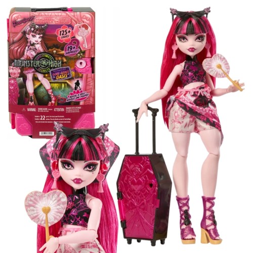Monster High Strašidelná tajemství Prázdninová Módní panenka Draculaura + Příslušenství 4+