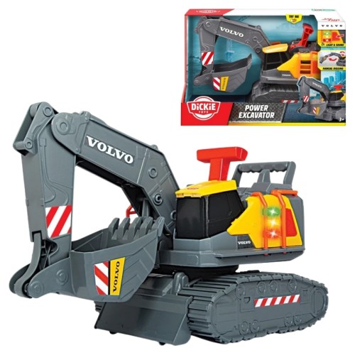 Dickie Toys Interaktivní Volvo Bagr Stavební Vozidlo 30 cm Světlo Zvuk
