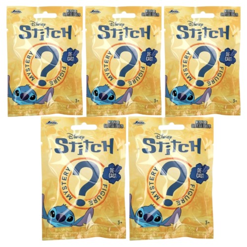 Sada 5 x Disney Lilo a Stitch Taštička s Figurkou Figurka Překvapení Kovová 4 Cm.