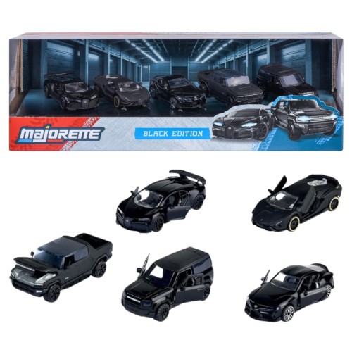 Majorette Black Edition 2.0. Sada 5 Kovových Modelů Autíček 1:64 Černá