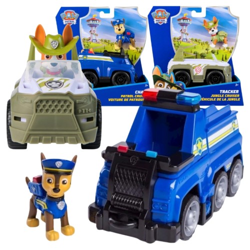 Sada Paw Patrol Základní Vozidlo + Figurka: Chase a Tracker