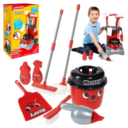 Hračkový vysavač s doplňky Vozík na úklid pro děti Deluxe Casdon Henry