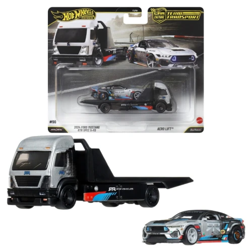 Hot Wheels Premium Team Transport Set Dvojice Aut Vozidel 2024 Ford Mustang RTR Spec 5-FD & Aero Lift 1:64 JHX92