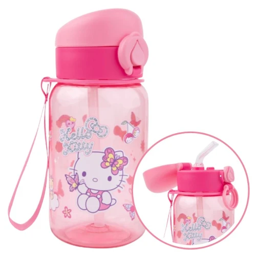 Hello Kitty Hugo Bidon pro děti 500 ml Light Pink Láhev se slámkou hrnek