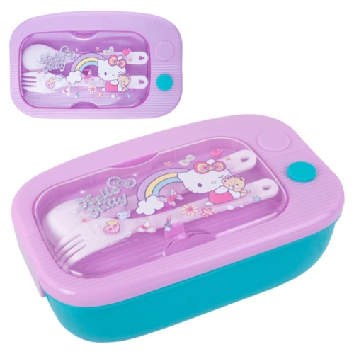 Hello Kitty Mil Svačinový box na jídlo pro děti 1100 ml Růžovo-modrý