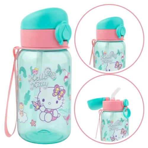 Hello Kitty Hugo Bidon pro děti 500 ml Light Blue Láhev se slámkou hrnek